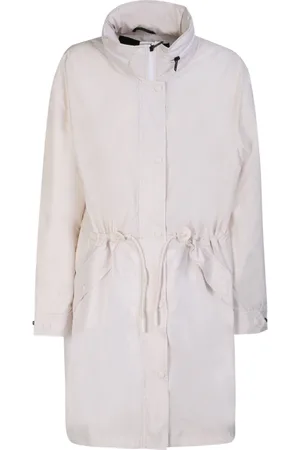 Moose Knuckles Mantels, Dames, Wit, M, Polyester, Elegante Crèmekleurige Trenchcoat
