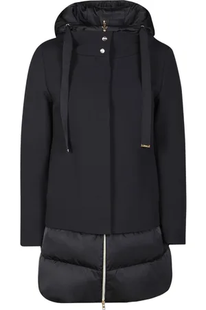 HERNO Jassen, Dames, Zwart, L, Polyester, Glamoureuze Zwarte A-Lijn Jas