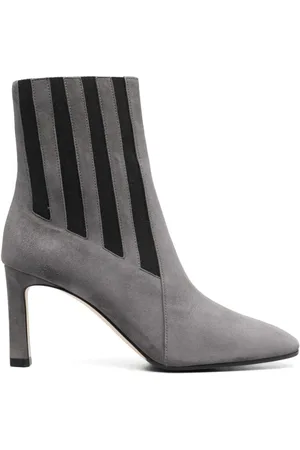 Sergio Rossi Schoenen, Dames, Grijs, 36 EU, Suède, Grijze Elastische Suède Enkellaarzen T8