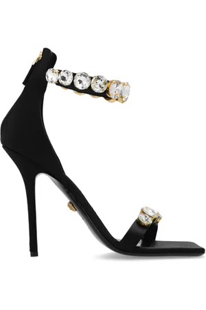 VERSACE Schoenen, Dames, Zwart, 40 EU, Satijn, Sandalen met hak