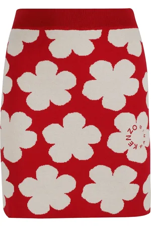 Kenzo Rokken, Dames, Rood, M, Kleurrijke Jacquard Mini Rok