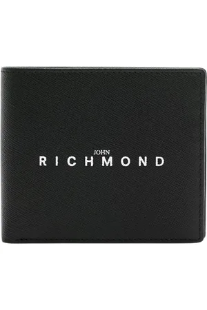 John Richmond Accessoires, Heren, Zwart, ONE Size, Leer, Leren Portemonnee met Logo