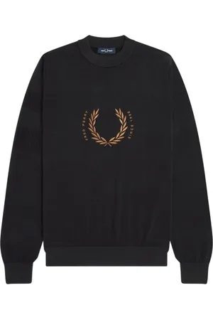 Fred Perry Sweatshirts & Hoodies, Heren, Zwart, S, Katoen, Logo Katoenen Sweatshirt met Laurel Wreath