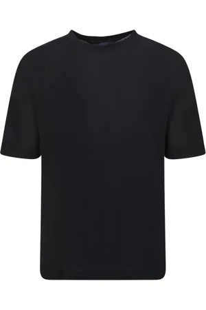 LARDINI Tops, Heren, Zwart, S, Katoen, Zwart Linnen-Katoenen T-Shirt - Ss 23