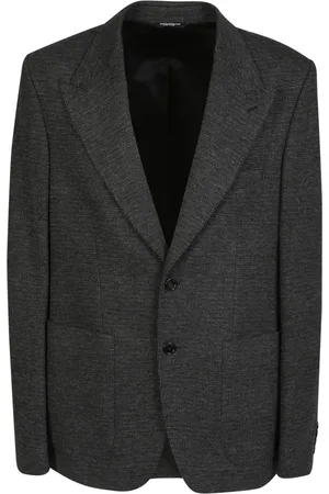 Dolce & Gabbana Jassen, Heren, Zwart, L, Nylon, Klassieke Zwarte Gebreide Blazer