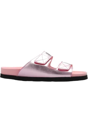 Palm Angels Schoenen, Dames, Roze, 36 EU, Leer, Slippers met Logo