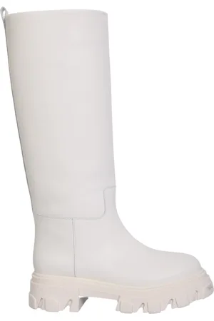 Gia Borghini Schoenen, Dames, Wit, 40 EU, Leer, Witte Leren Enkellaarzen Aw 22