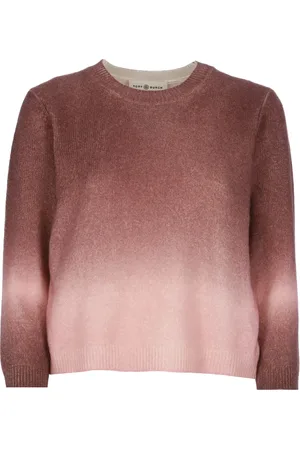 Tory Burch Truien, Dames, Roze, M, Kasjmier, Gradient Kasjmier Trui met Ronde Hals