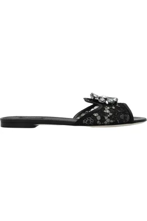 Dolce & Gabbana Schoenen, Dames, Zwart, 40 EU, Leer, Kant slides