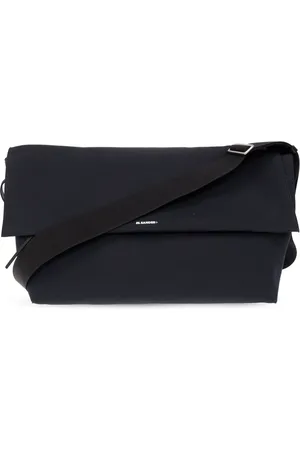 Jil Sander Tassen, Heren, Blauw, ONE Size, Katoen, Schoudertas met logo