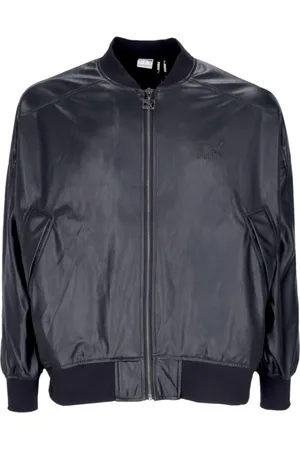 PUMA Jassen, Dames, Zwart, XS, Leer, Oversized Glazen Bomberjack