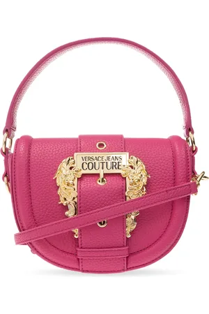 VERSACE Tassen, Dames, Roze, ONE Size, Leer, Schoudertas met logo