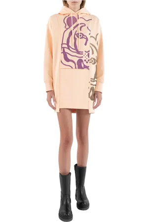 Kenzo Kleedjes, Dames, Roze, S, Katoen, Korte Dagjurk met Tijgerprint