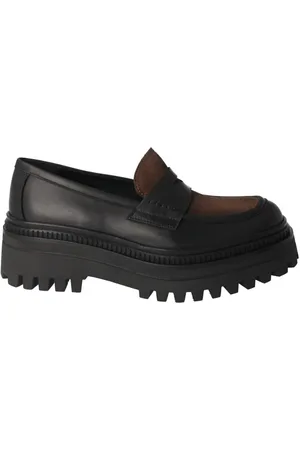 Elvio zanon Schoenen, Dames, Zwart, 38 EU, Leer, Dames Leren Loafer in Zwart/Bruin
