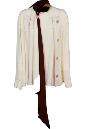 Marni Blouses & Shirts, Dames, Wit, S, Leer, Witte blouse met gedetailleerde stof