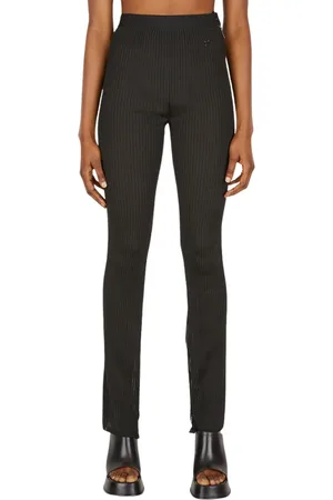 Courrèges Broeken, Dames, Zwart, M, Slim-Fit Transparante Gebreide Broek