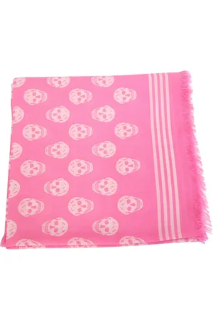 Alexander McQueen Accessoires, Dames, Roze, ONE Size, Roze Biker Skull Zijden Foulard