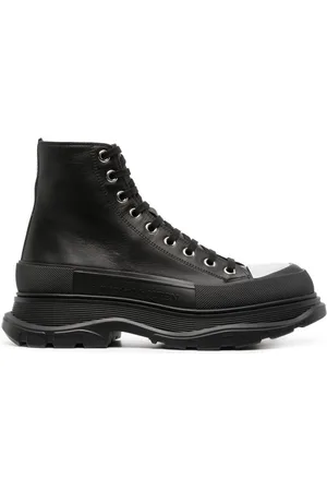 Alexander McQueen Schoenen, Heren, Zwart, 40 EU, Leer, Zwarte Veterschoenen van Leer