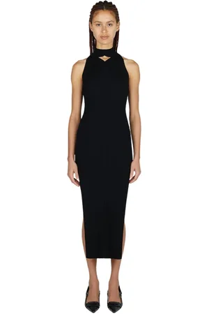 Courrèges Kleedjes, Dames, Zwart, S, Polyester, Diamond Knit Maxi Jurk