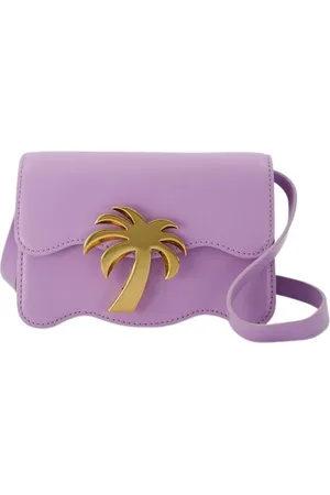 Palm Angels Tassen, Dames, Paars, ONE Size, Katoen, Lila en Gouden Leren Crossbodytas
