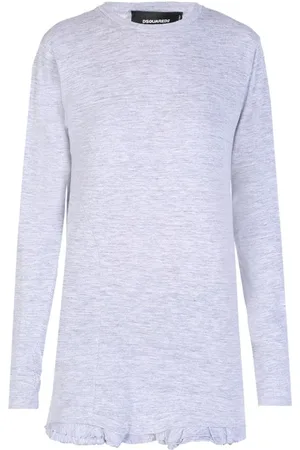 Dsquared2 Tops, Dames, Grijs, S, Katoen, Hoogwaardig T-shirt met lange mouwen
