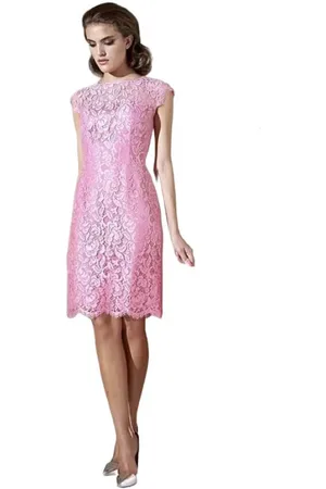 MOSKADA Kleedjes, Dames, Roze, 3Xl, Elegant Kort Chantilly Kant Jurkje