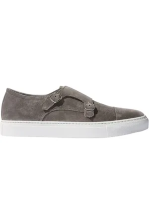 Scarosso Schoenen, Heren, Grijs, 42 EU, Suède, Handgemaakte Grijze Suède Monkstrap Sneakers