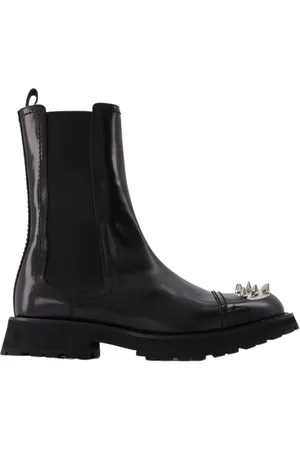 Alexander McQueen Schoenen, Heren, Zwart, 42 EU, Leer, Zwarte Leren Enkellaarzen met Studs