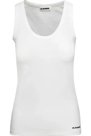Jil Sander Tops, Dames, Wit, XS, Katoen, Mouwloze Top