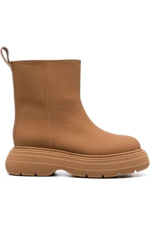 Gia Borghini Schoenen, Dames, , 40 EU, Leer, Enkellaarzen met dikke zool