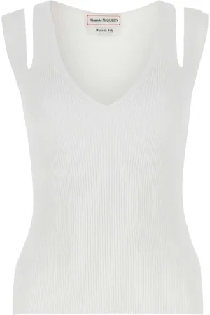 Alexander McQueen Tops, Dames, Wit, L, Mouwloze Top