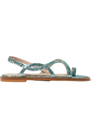 Scarosso Schoenen, Dames, Groen, 39 1/2 EU, Leer, Carol Platte Leren Sandalen