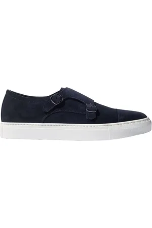 Scarosso Schoenen, Heren, Blauw, 47 EU, Suède, Handgemaakte Blauwe Suède Monkstrap Sneakers