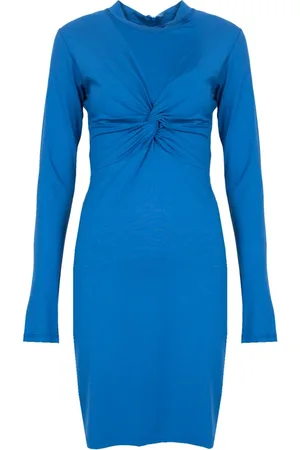 Silvian Heach Kleedjes, Dames, Blauw, M, Leer, Elegante Midi Jurk
