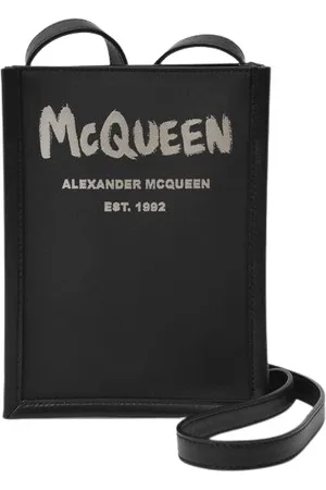 Alexander McQueen Tassen, Dames, Zwart, ONE Size, Zwarte Leren Mini Crossbody Tas