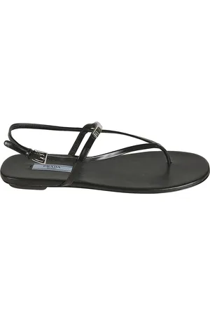 Prada Schoenen, Dames, Zwart, 38 EU, Klassieke zwarte platte sandalen