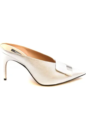 Sergio Rossi Schoenen, Dames, Grijs, 37 EU, Leer, Lage Leren Pumps
