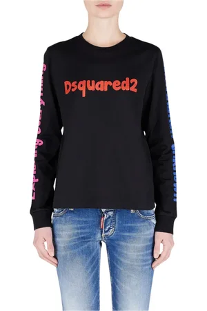 Dsquared2 Sweatshirts & Hoodies, Dames, Zwart, 2Xs, Katoen, Zwart Katoenen Logo Sweatshirt