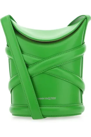 Alexander McQueen Tassen, Dames, Groen, ONE Size, Grasgroene Curve Bucket Hat