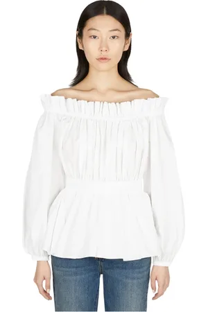 Alexander McQueen Blouses & Shirts, Dames, Wit, S, Katoen, Breekbare Kracht Off Shoulder Top
