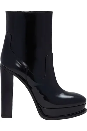 Alexander McQueen Schoenen, Dames, Zwart, 37 EU, Leer, Geplooide laarzen