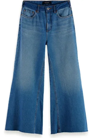 Scotch&Soda Jeans, Dames, Blauw, W28, Denim, Hoge Taille Wijde Pijp Jeans