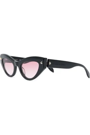 Alexander McQueen Accessoires, Dames, Zwart, ONE Size, Zwarte Cat Eye Zonnebril