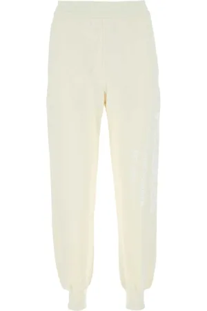 Alexander McQueen Broeken, Dames, Wit, M, Katoen, Ivoor Katoenen Joggers voor Loungewear