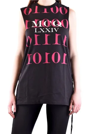 Alexander McQueen Tops, Dames, Zwart, M, Mouwloze Top met MCQ Logo