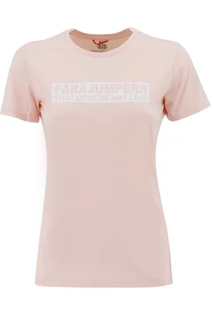 Parajumpers Tops, Dames, Roze, S, Katoen, Ronde hals katoenen T-shirt