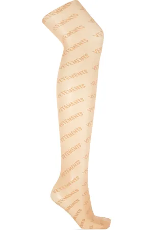 logo-print semi-sheer tights