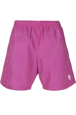 Alexander McQueen Badkleding, Heren, Roze, M, Zwembroek met Skull-Print in Fuchsia Roze en Blauw