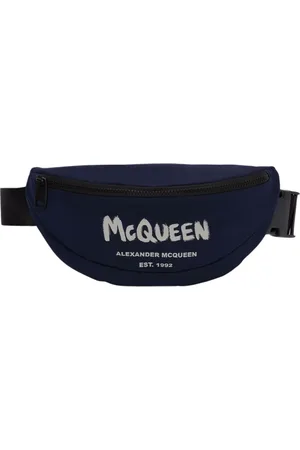 Alexander McQueen Tassen, Heren, Blauw, ONE Size, Stijlvolle Blauwe Logo Heuptas