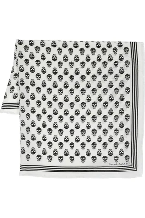 Alexander McQueen Accessoires, Dames, Wit, ONE Size, Wol, Luxe Sjaal met Skull-Print